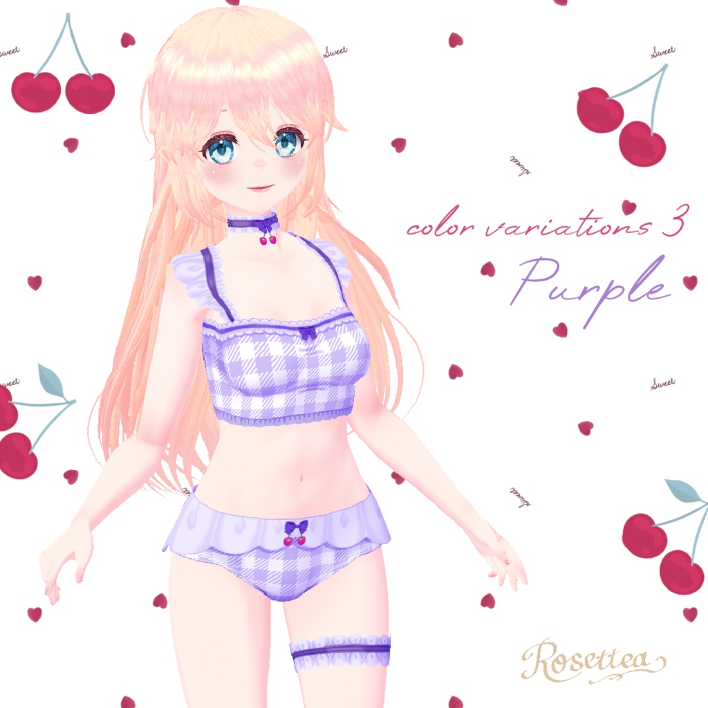 【VRoid】Cherry swimwear タトゥーシール・ネイル付セット 全9色
