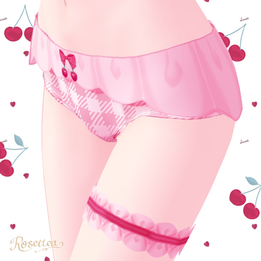 【VRoid】Cherry swimwear タトゥーシール・ネイル付セット 全9色