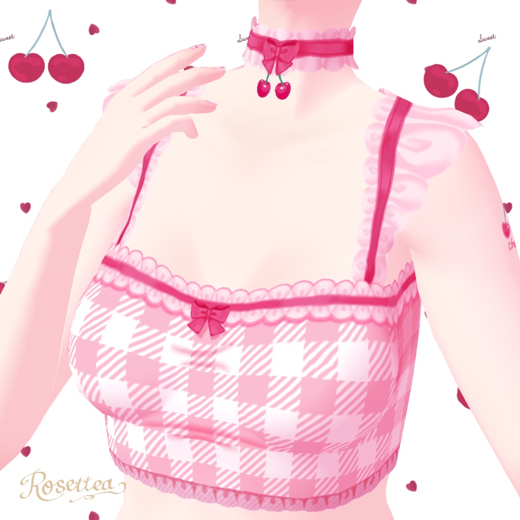 【VRoid】Cherry swimwear タトゥーシール・ネイル付セット 全9色