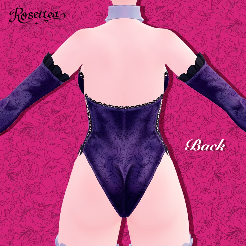 ✨無地ver追加しました✨【VRoid】Rose bunny suit set カチューシャ・靴・ポーズ付