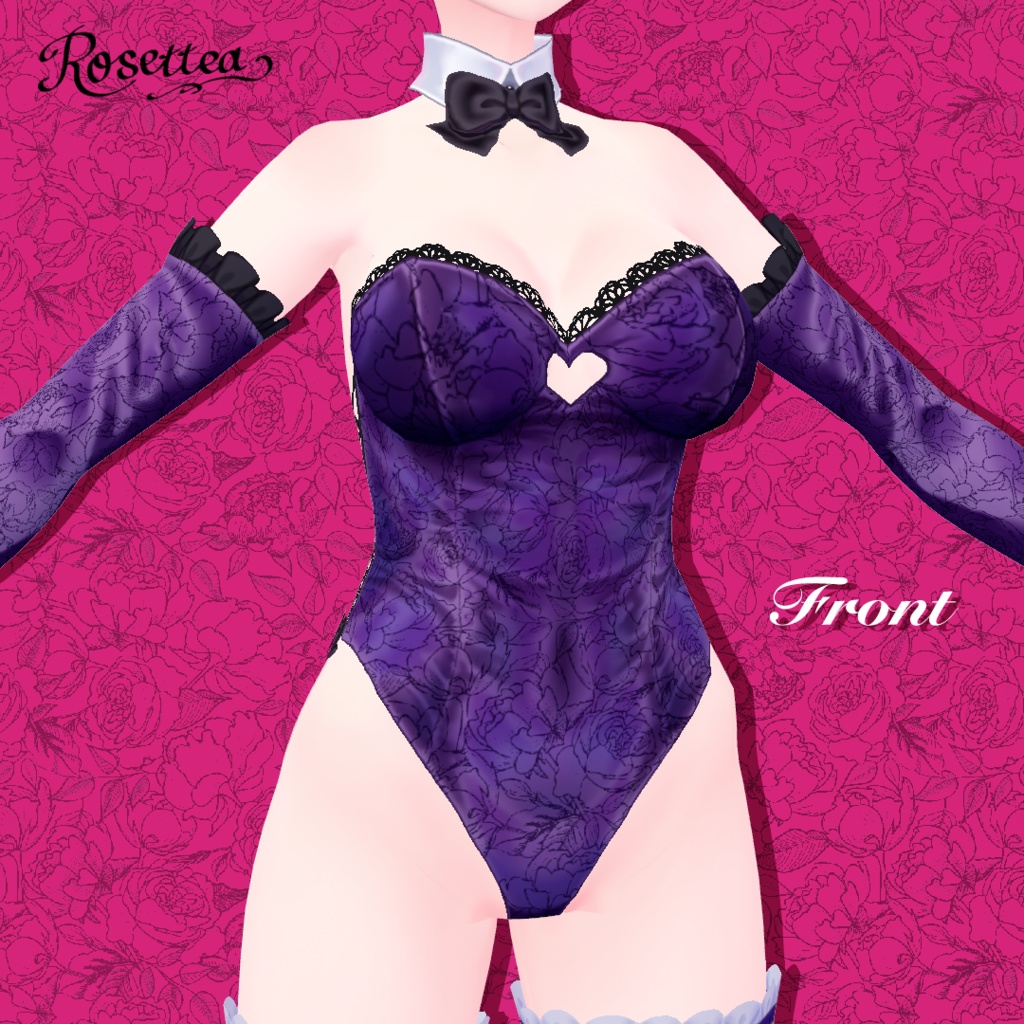 ✨無地ver追加しました✨【VRoid】Rose bunny suit set カチューシャ・靴・ポーズ付