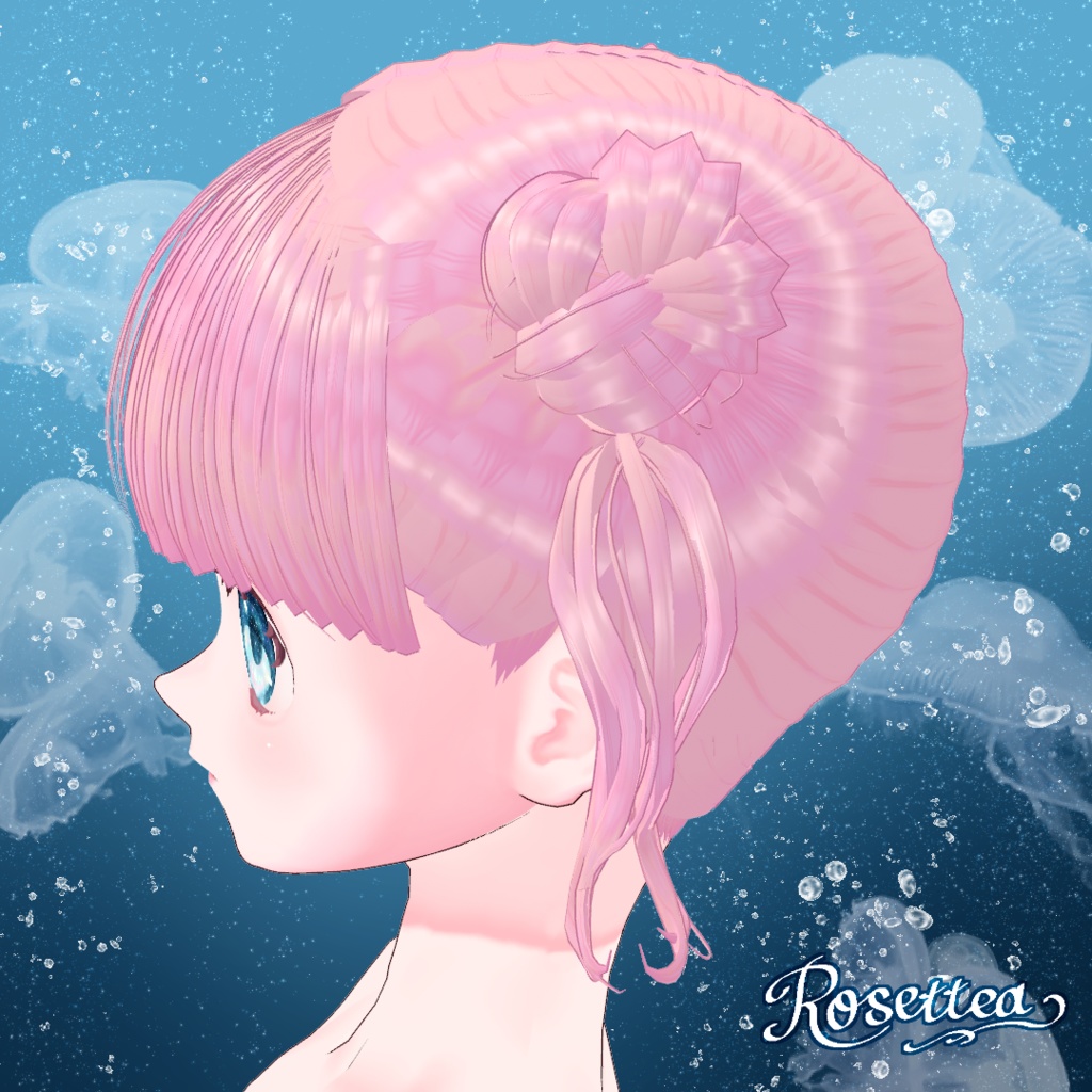 【VRoid】くらげツインセット 前髪・後髪・つけ髪・髪テクスチャ付