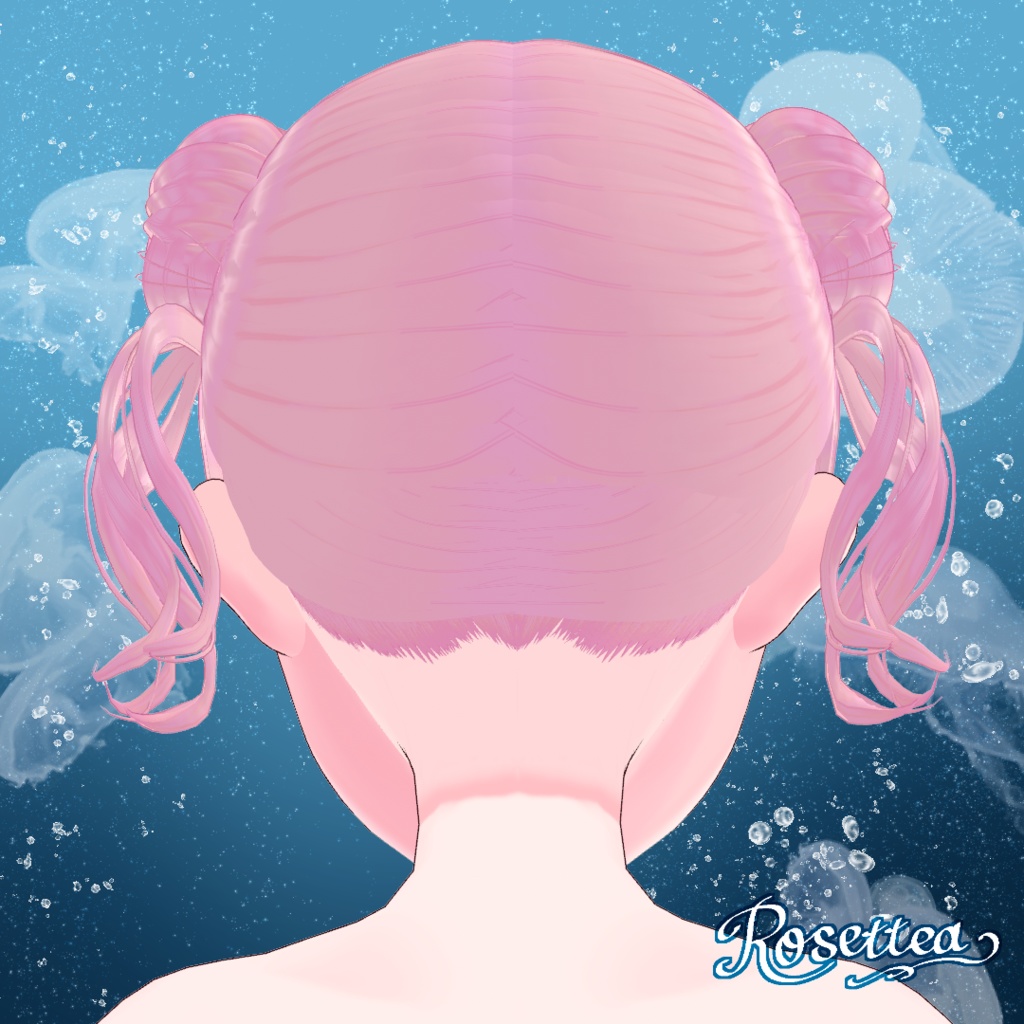 【VRoid】くらげツインセット 前髪・後髪・つけ髪・髪テクスチャ付