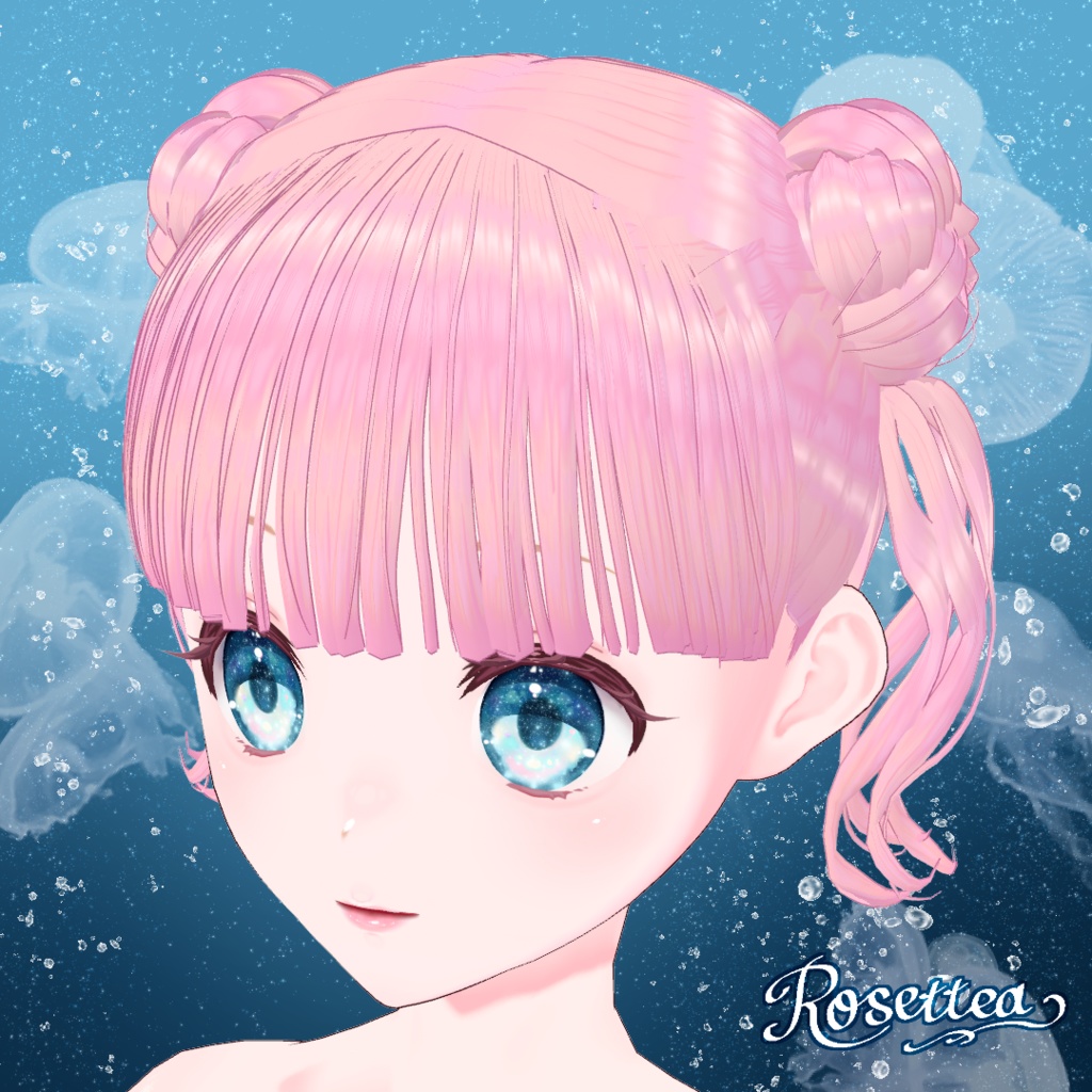 【VRoid】くらげツインセット 前髪・後髪・つけ髪・髪テクスチャ付