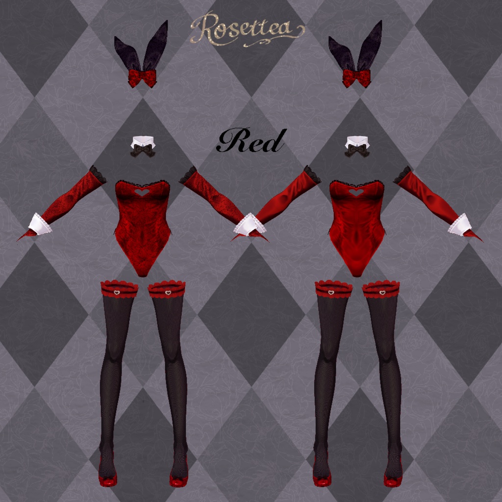 ✨カラバリ追加✨【VRoid】Rose bunny suit set 2