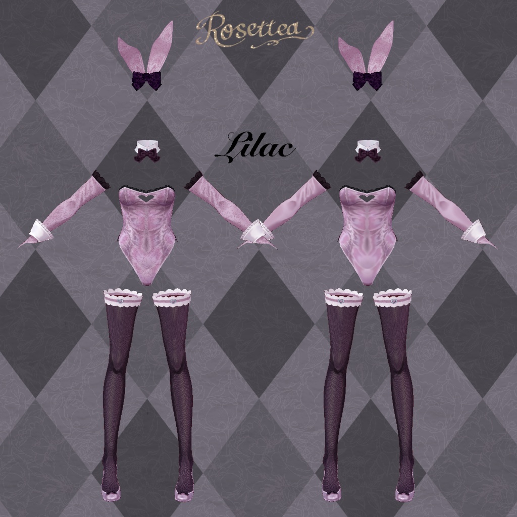 ✨カラバリ追加✨【VRoid】Rose bunny suit set 2