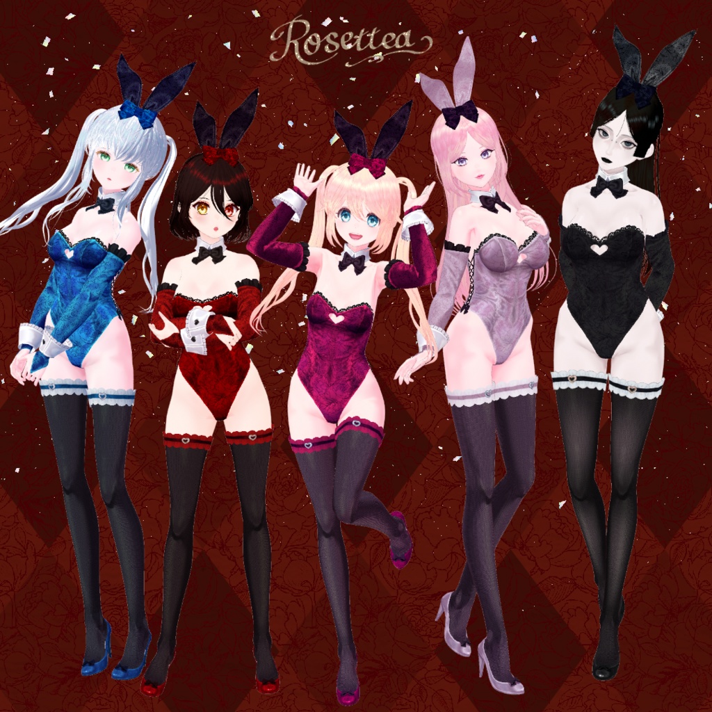 ✨カラバリ追加✨【VRoid】Rose bunny suit set 2