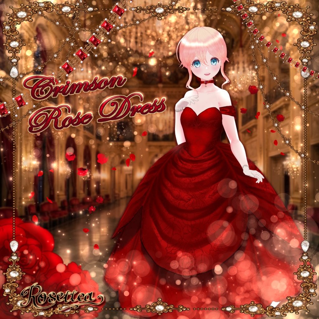 【VRoid】Crimson Rose Dress　全8色