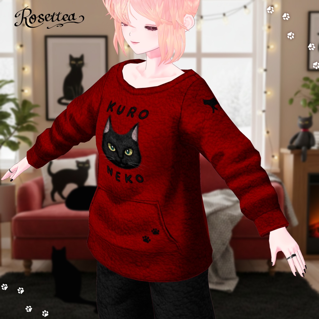 🐾Free🐾【VRoid】くろねこルームウェア