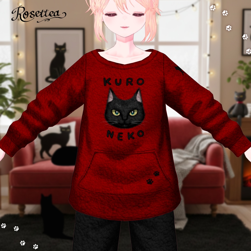 🐾Free🐾【VRoid】くろねこルームウェア