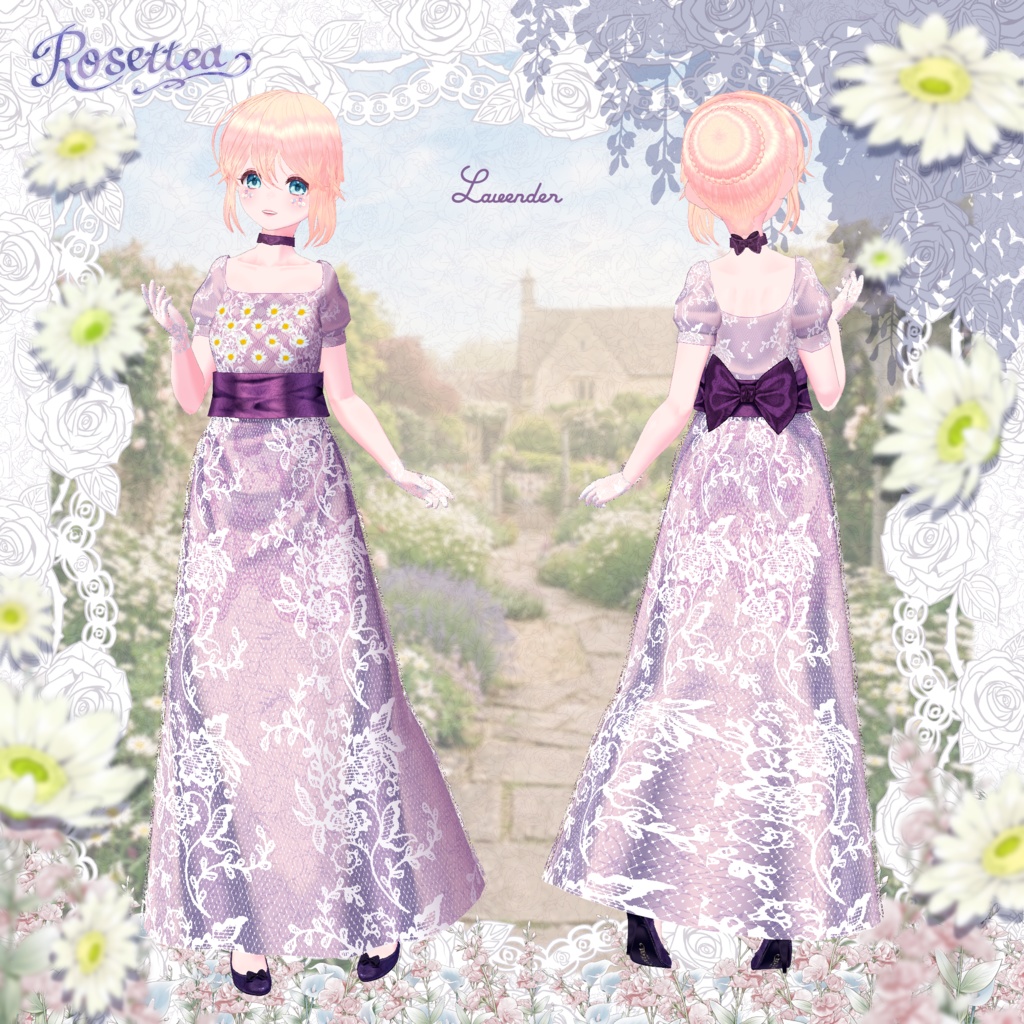 🌷3/31まで全色セット50%OFF🌷【VRoid】Margaret Empire Dress 全10色