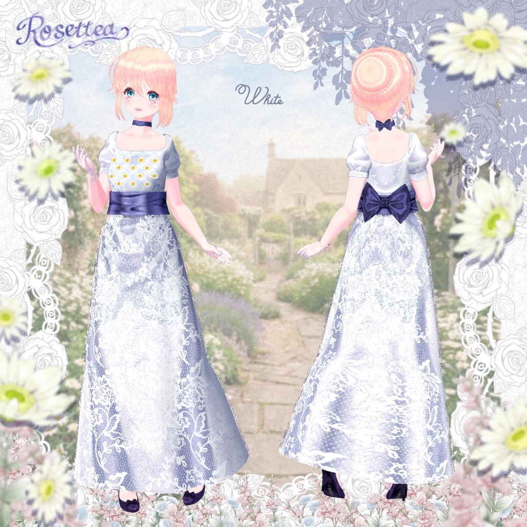 🌷3/31まで全色セット50%OFF🌷【VRoid】Margaret Empire Dress 全10色