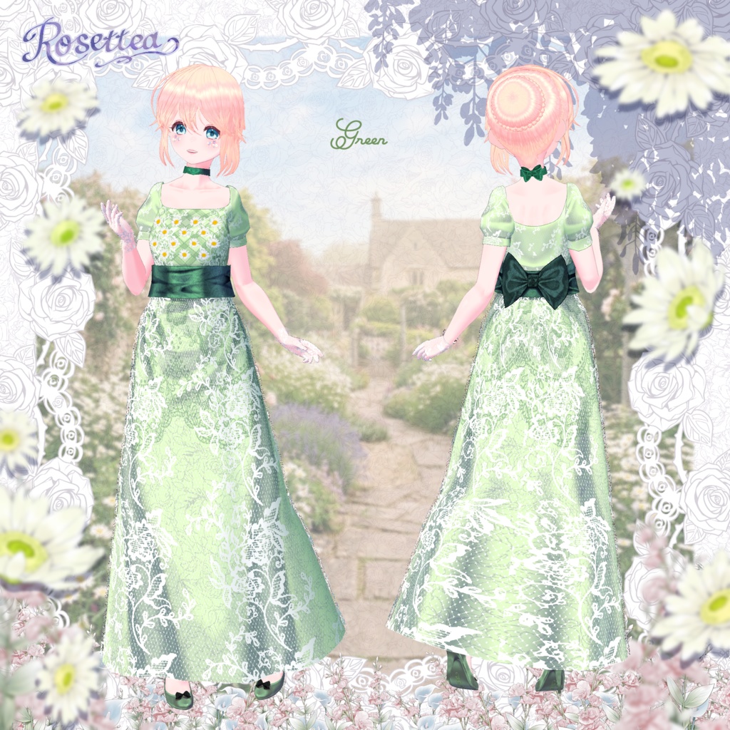 🌷3/31まで全色セット50%OFF🌷【VRoid】Margaret Empire Dress 全10色