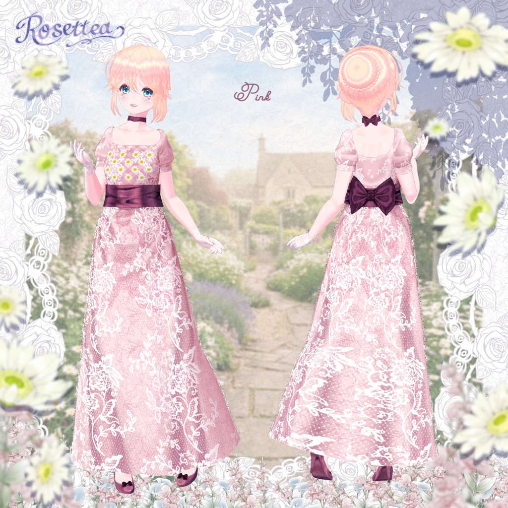 🌷3/31まで全色セット50%OFF🌷【VRoid】Margaret Empire Dress 全10色