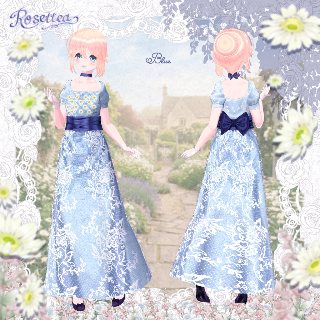 🌷3/31まで全色セット50%OFF🌷【VRoid】Margaret Empire Dress 全10色