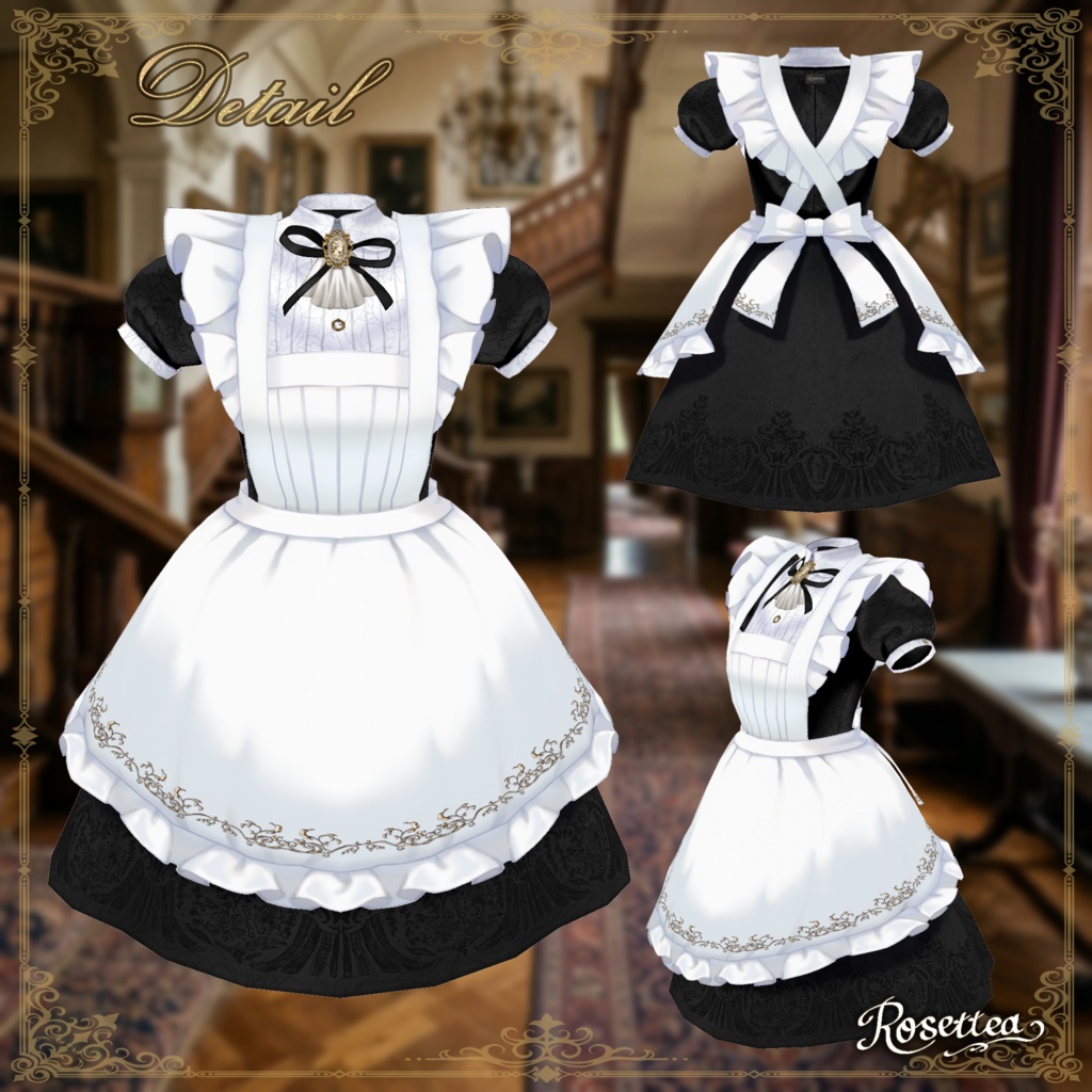 ✨5月中40%OFF✨【VRoid】Classical Maid mini dress テクスチャ編集画面にてカスタマイズ可能✨