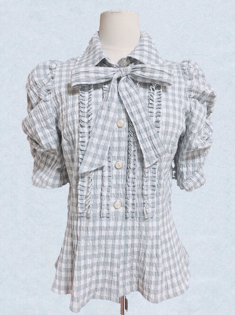 【ギンガム×グレー】ボウタイペプラムBL&ハイウエストマーメイドSK セット