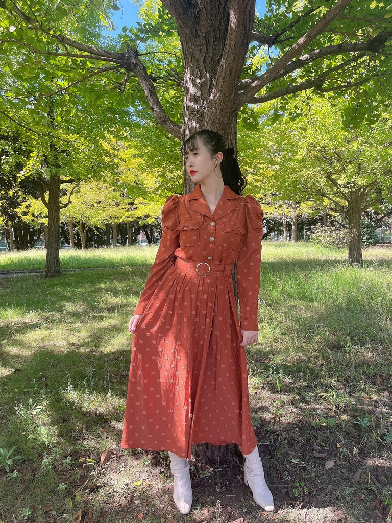 レトロドットワンピース