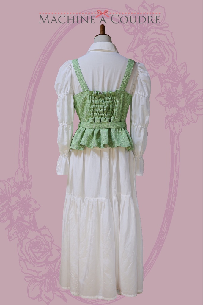 ツイードビスチェ付マムルークスリーブワンピース