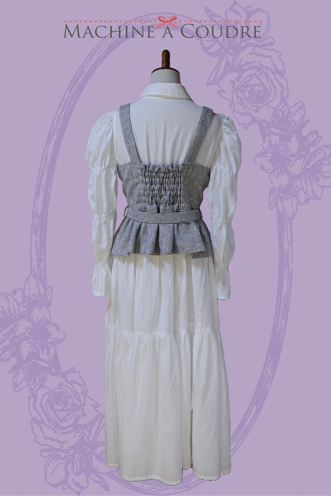 ツイードビスチェ付マムルークスリーブワンピース