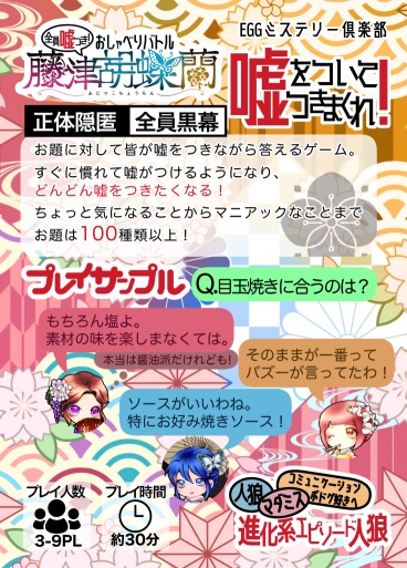 【ボードゲーム】全員嘘つき!おしゃべり合戦 藤津胡蝶蘭