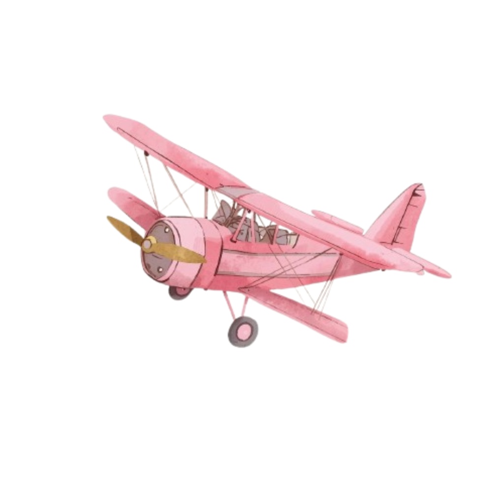 水彩画風ピンクのアンティーク旅行クリップアートセット(PNG形式/9種類)