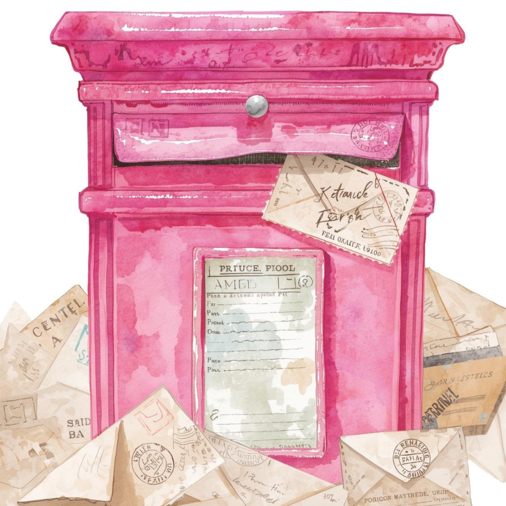 水彩画風ピンクのアンティーク旅行クリップアートセット(PNG形式/9種類)