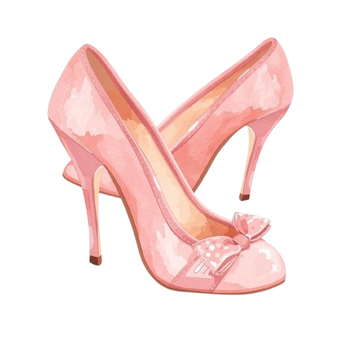 水彩画風ピンク系Fashionシリーズ10点・PNG背景透過