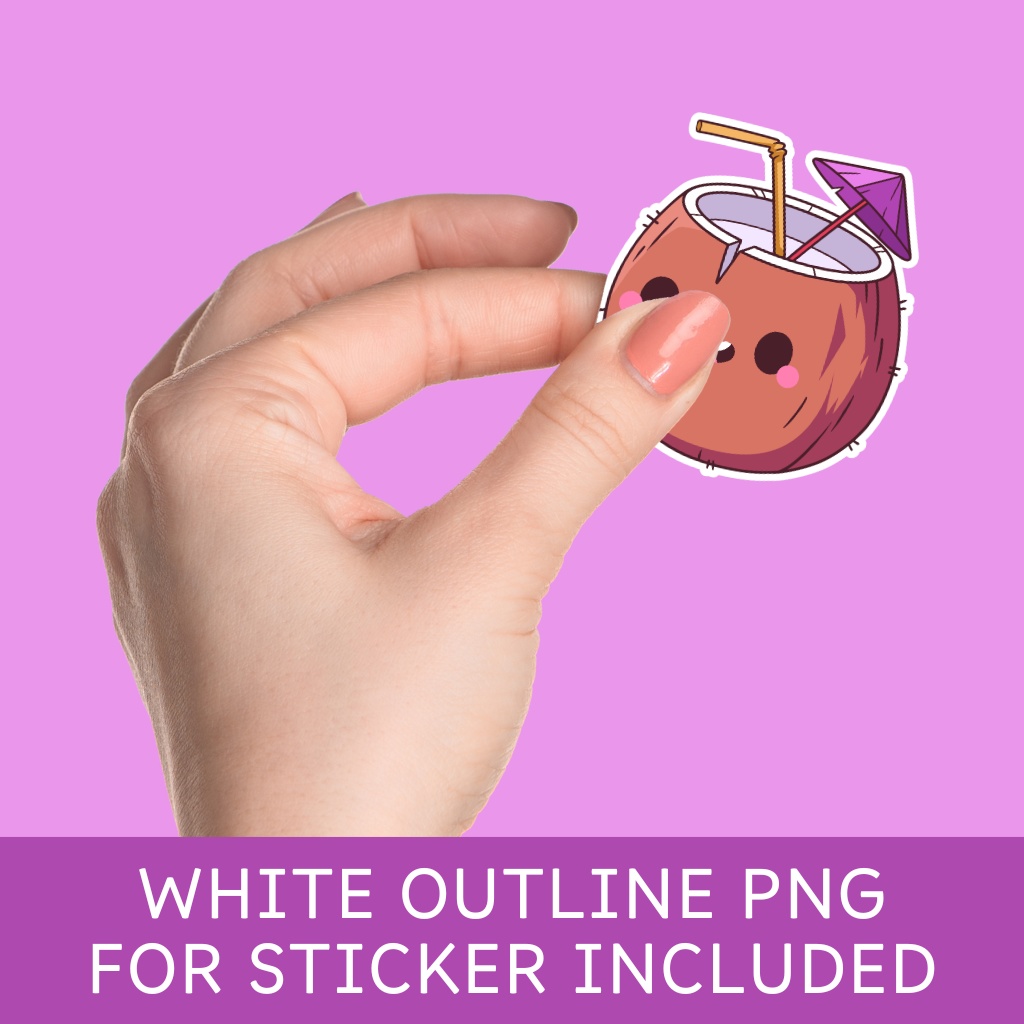 Kawaii Coconut PNG Design (かわいいココナッツデザイン)