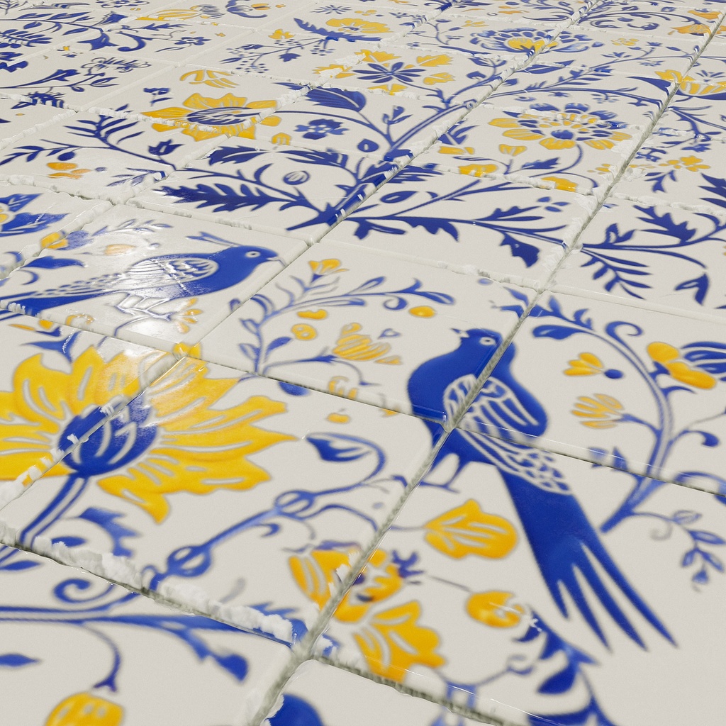 【無料】花と鳥のタイルパターン