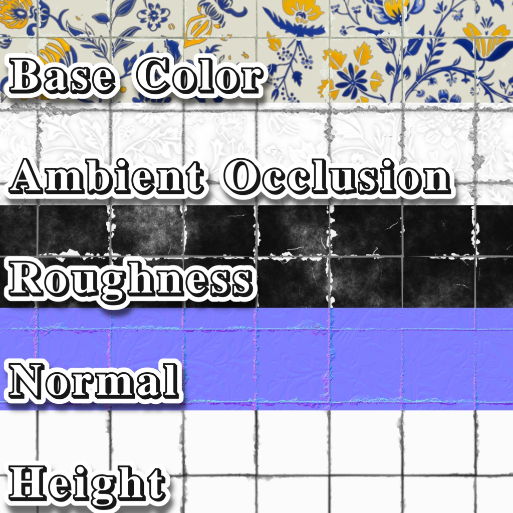 【無料】花と鳥のタイルパターン