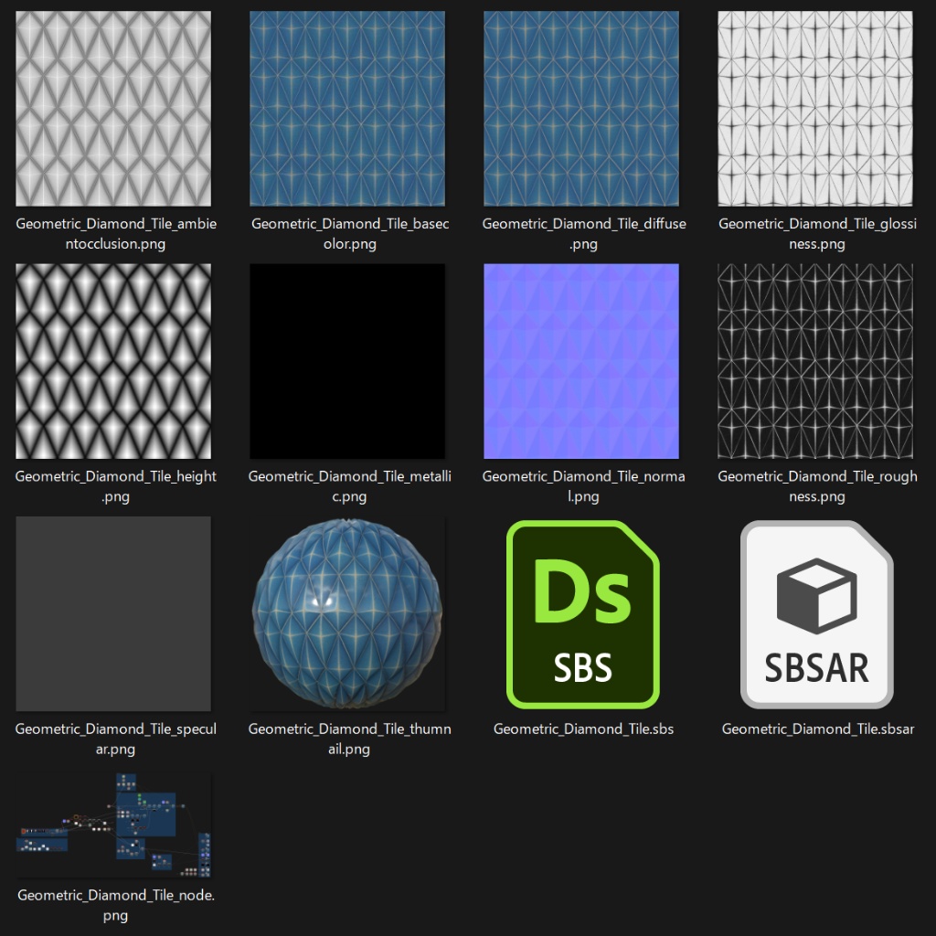 【無料】ダイヤモンドタイルのマテリアル【SBSAR, SBS有】
