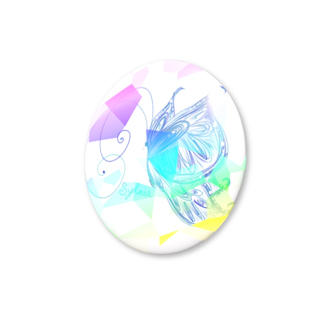 ラクガキ 蝶 キラキラ加工缶バッチ