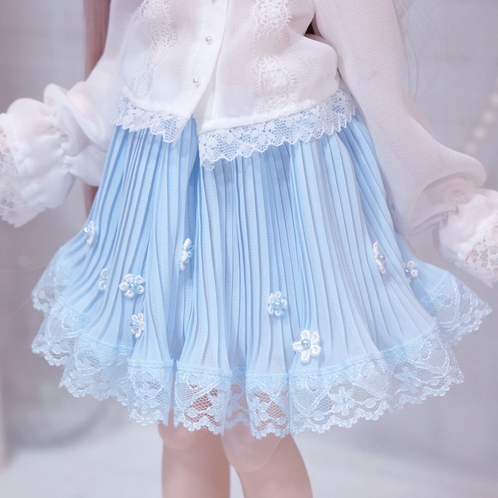 【MDD】お花のプリーツスカート（水色）