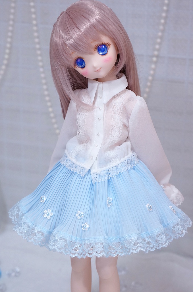 【MDD】お花のプリーツスカート(水色)