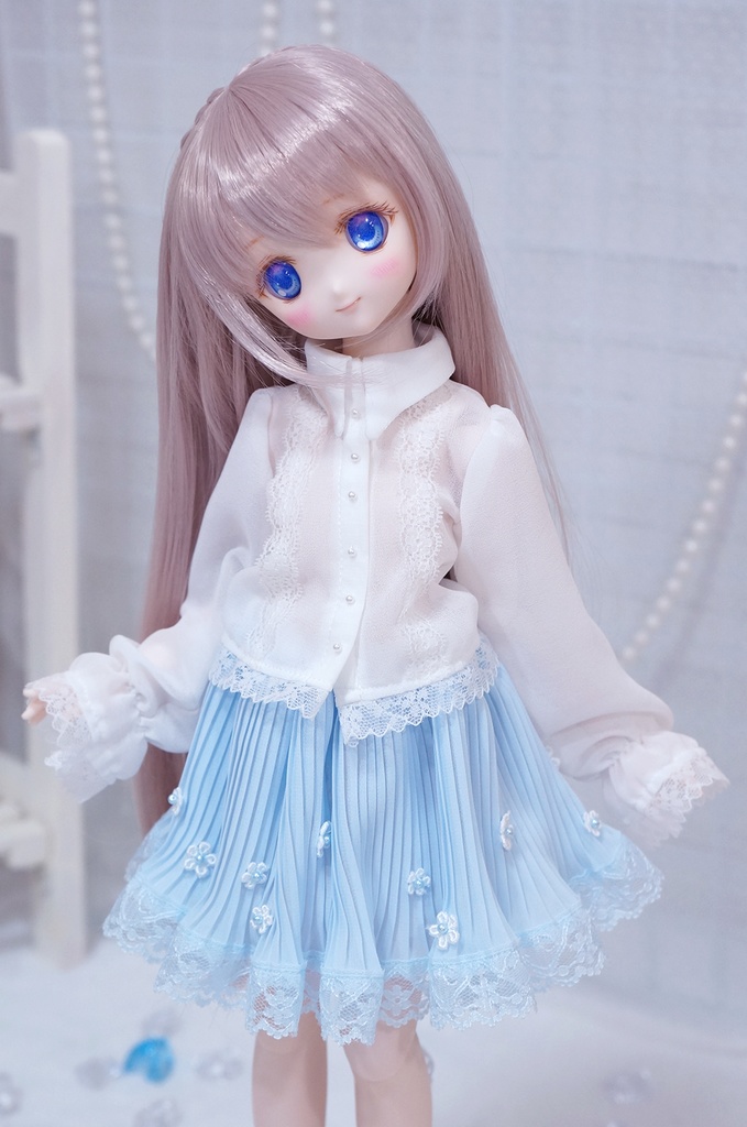 【MDD】お花のプリーツスカート(水色)
