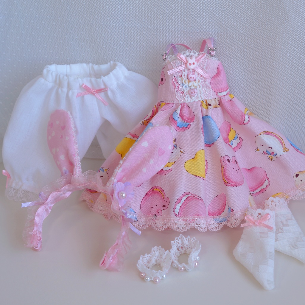 うさちゃんワンピセット(マカロン)【babykumako2.0サイズ】