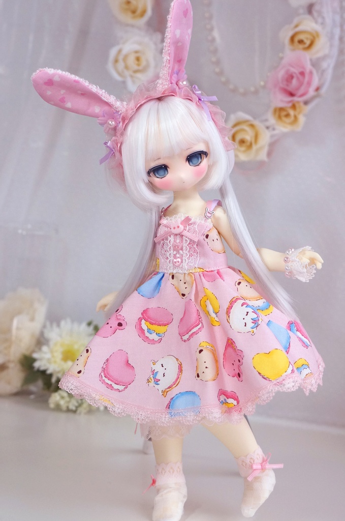 うさちゃんワンピセット(マカロン)【babykumako2.0サイズ】