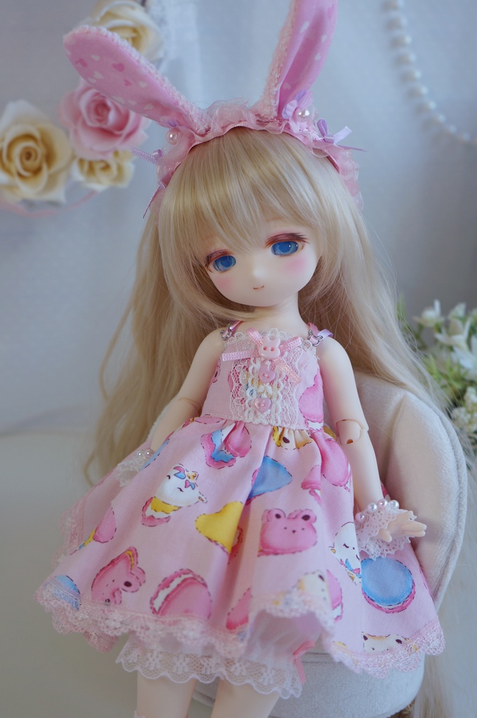 うさちゃんワンピセット(マカロン)【babykumako2.0サイズ】