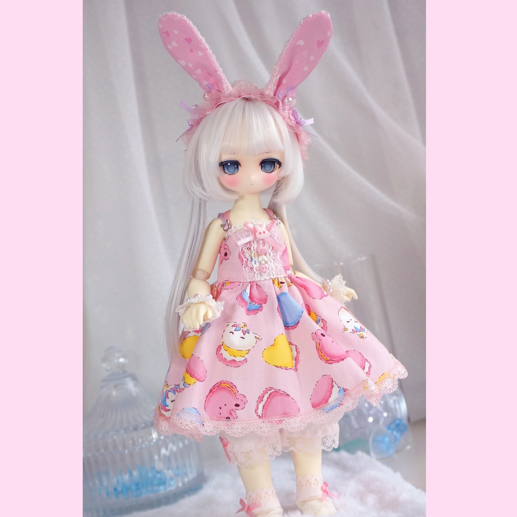 うさちゃんワンピセット(マカロン)【1/6サイズ】