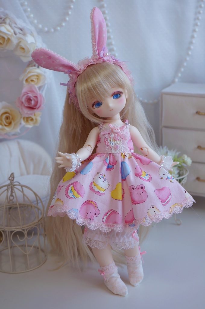 うさちゃんワンピセット(マカロン）【babykumako2.0サイズ】