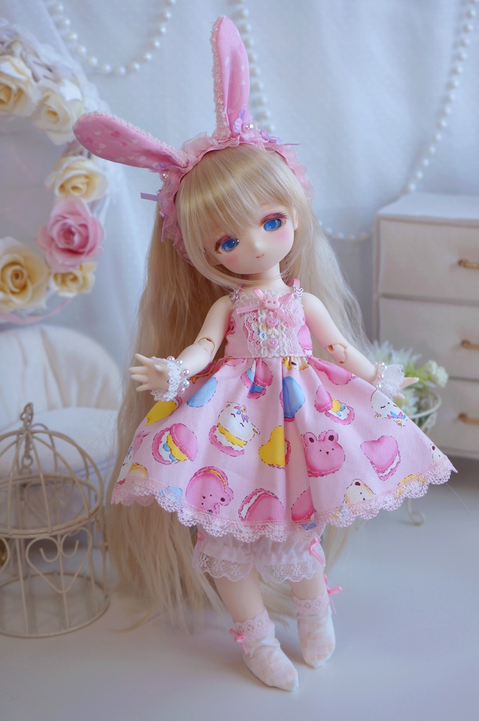 うさちゃんワンピセット(マカロン)【babykumako2.0サイズ】