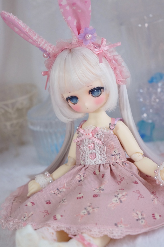 うさちゃんワンピセット(いちご)【babykumako2.0サイズ】