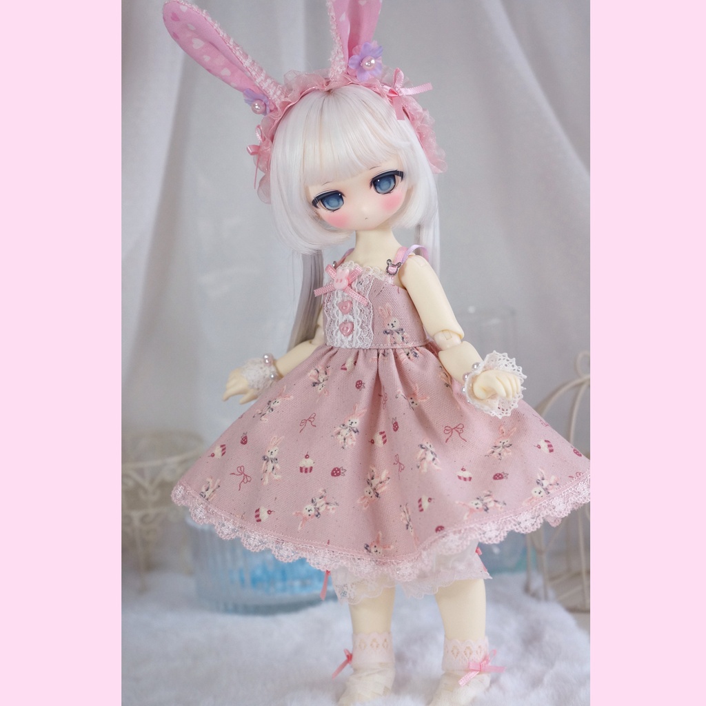 うさちゃんワンピセット(いちご)【1/6サイズ】