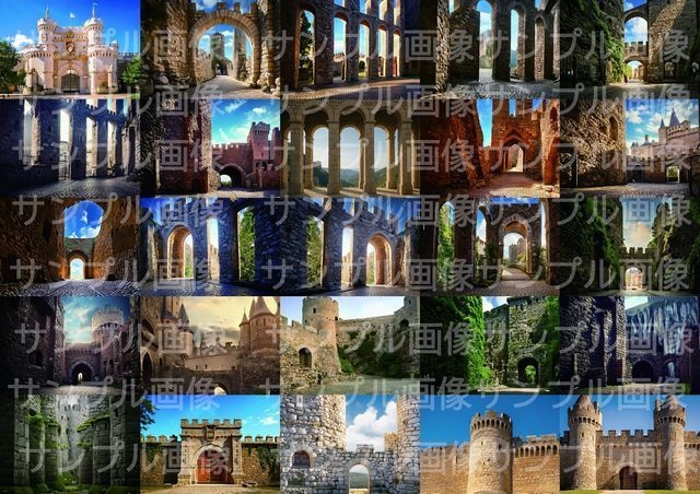 25枚 フィギュア撮影用 背景素材 ファンタジー 城壁