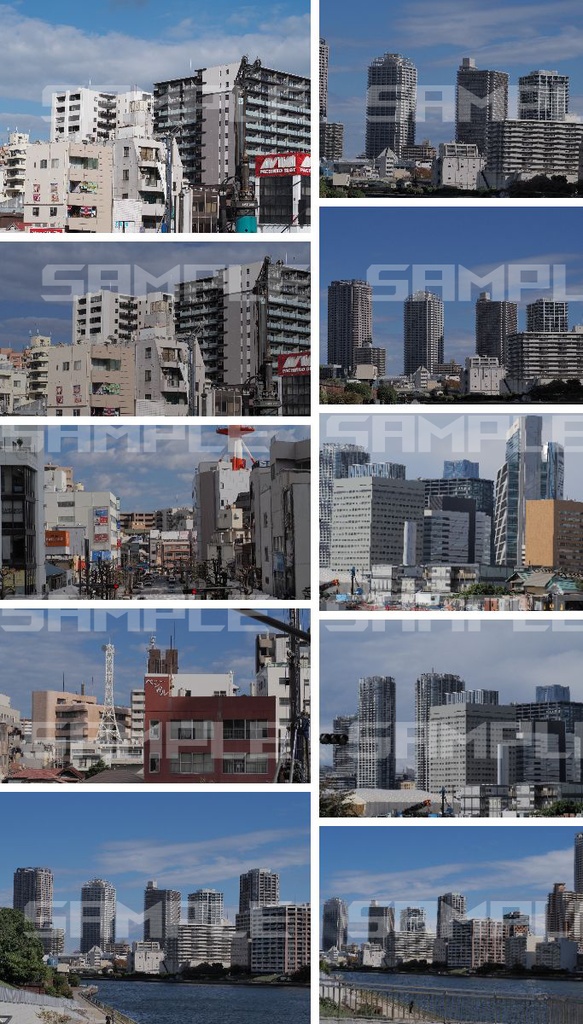 【70枚】ビル群 背景素材|豊洲・築地周辺他 都市風景|フィギュア撮影・TRPG・配信向け(商用利用OK)