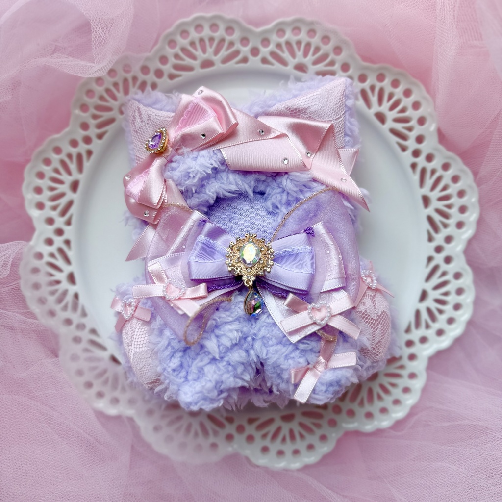 13cm 🎀 purple×pink cat