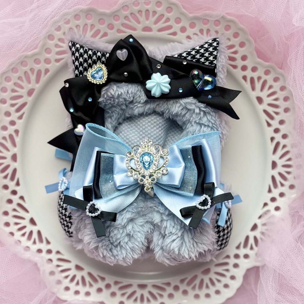13cm 🎀 grey × blue cat