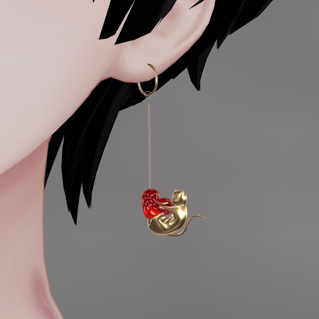 【無料】毛糸猫ピアス【森羅・京狐対応】 #BREAK_3D