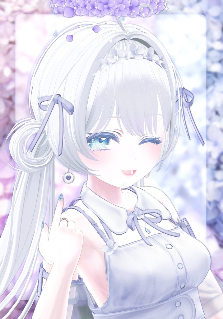 【VRChat】紫陽花パールピアス【森羅対応】#BREAK_3D